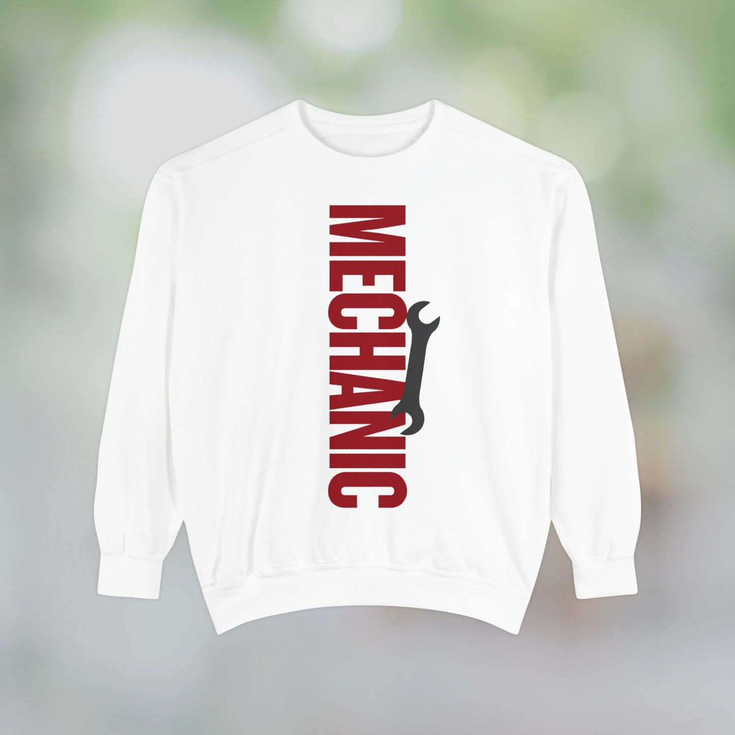 MECHANIC / Unisex Garment-Dyed Front Print Sweatshirt