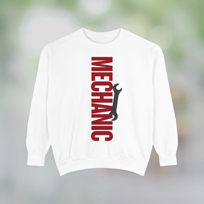 MECHANIC / Unisex Garment-Dyed Front Print Sweatshirt