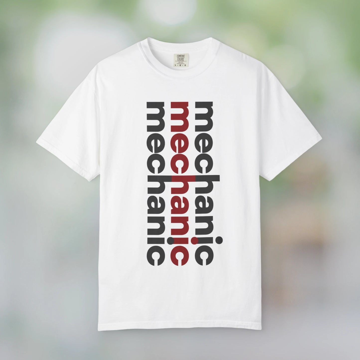 MECHANIC / Unisex Garment-Dyed Front Print T-Shirt