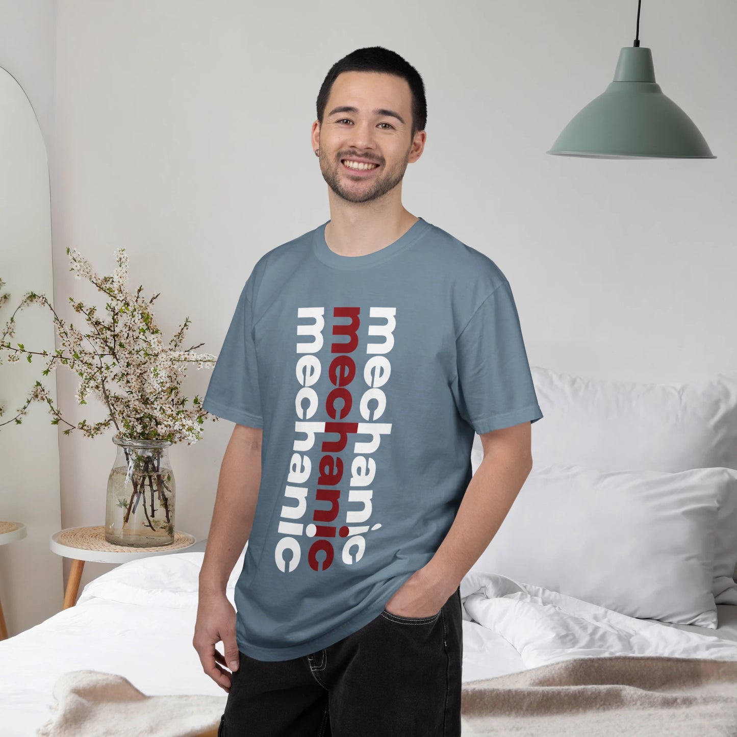 MECHANIC / Unisex Garment-Dyed Front Print T-Shirt