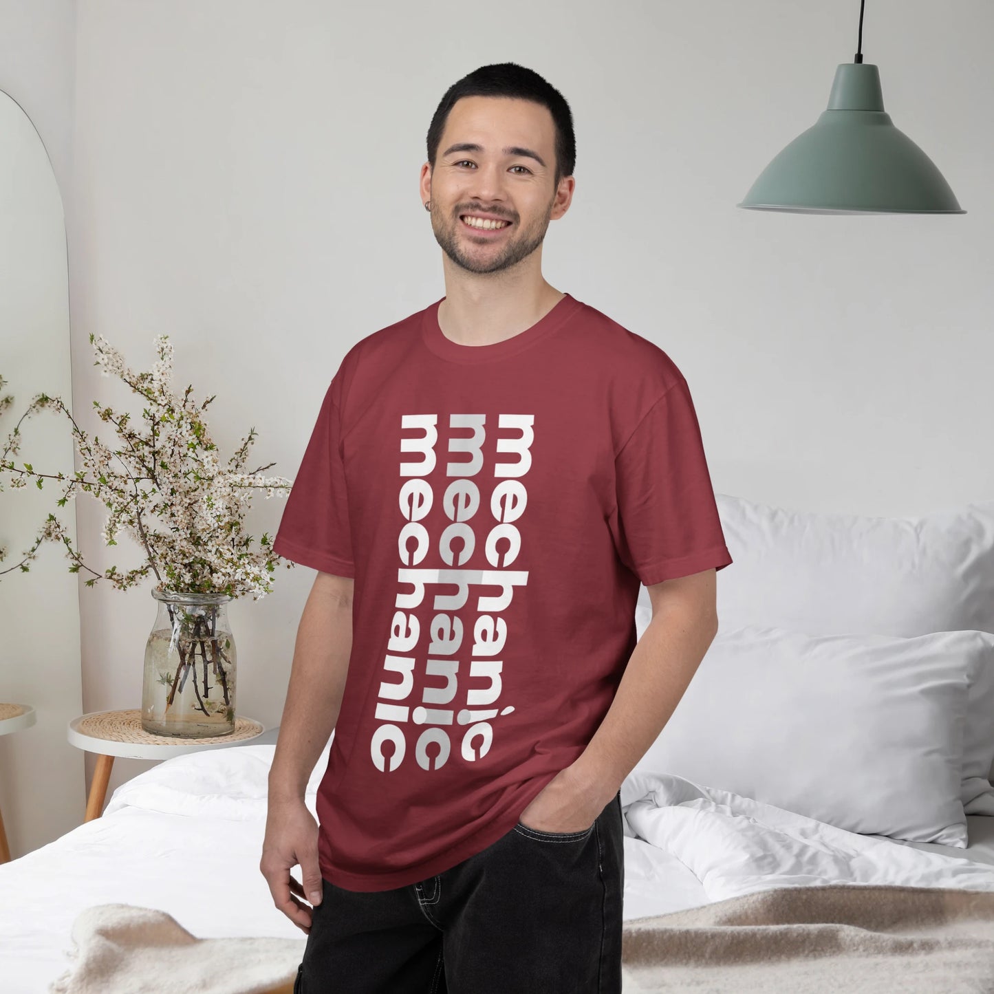 MECHANIC / Unisex Garment-Dyed Front Print T-Shirt