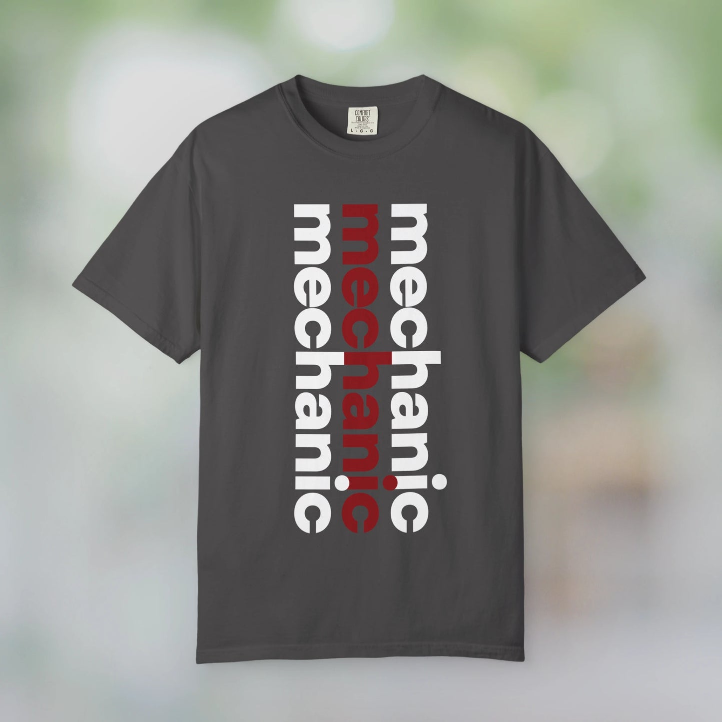 MECHANIC / Unisex Garment-Dyed Front Print T-Shirt
