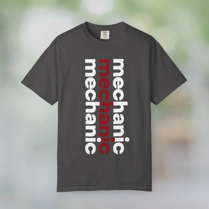 MECHANIC / Unisex Garment-Dyed Front Print T-Shirt