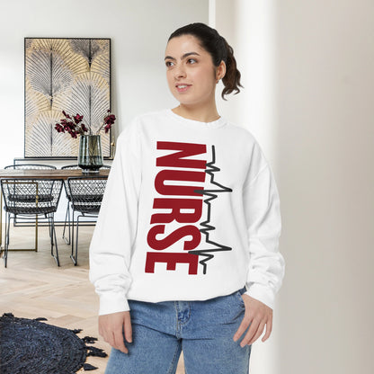 NURSE / Unisex Garment-Dyed Front Print Sweatshirt