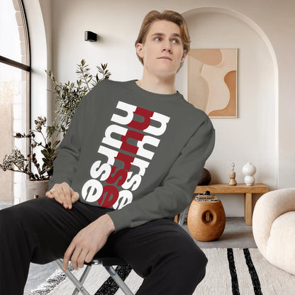 NURSE / Unisex Garment-Dyed Front Print Sweatshirt