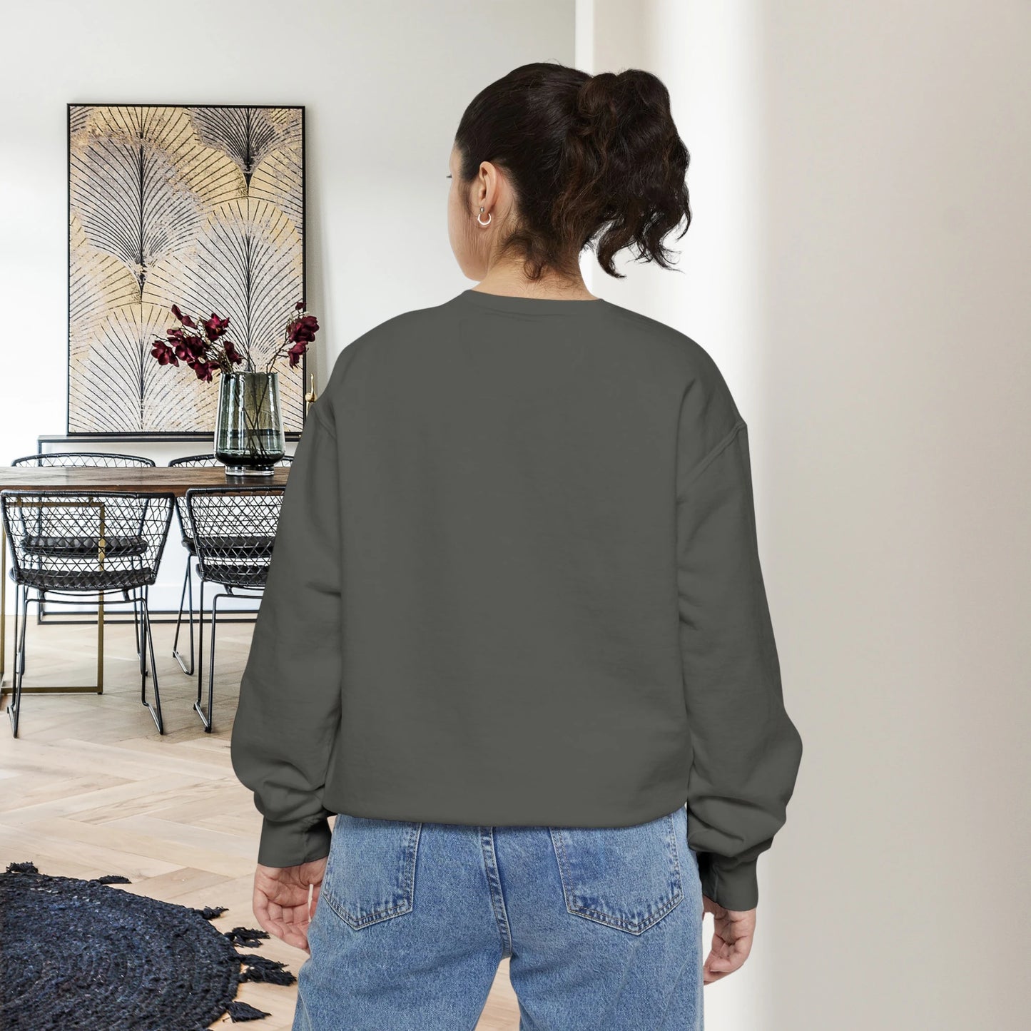 BOSS / Unisex Garment-Dyed Front Print Sweatshirt