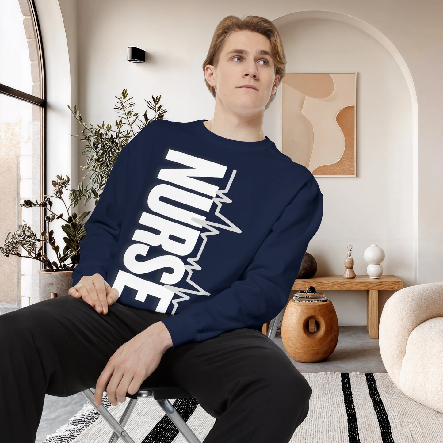 NURSE / Unisex Garment-Dyed Front Print Sweatshirt