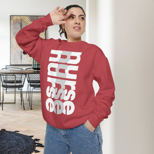 NURSE / Unisex Garment-Dyed Front Print Sweatshirt