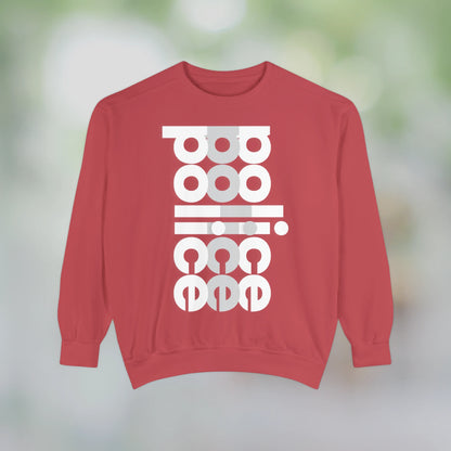 POLICE / Unisex Garment-Dyed Front Print Sweatshirt