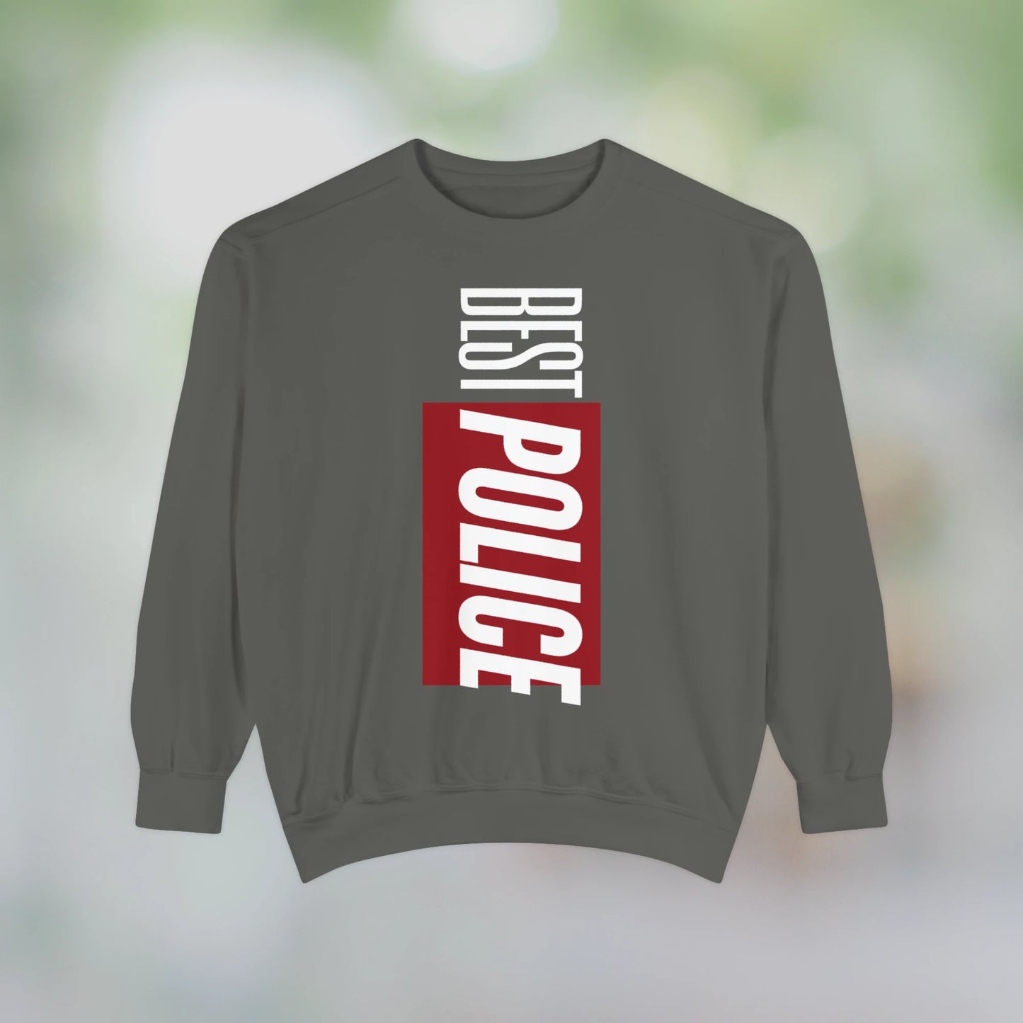 BEST POLICE / Unisex Garment-Dyed Front Print Sweatshirt