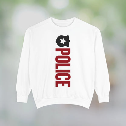 POLICE / Unisex Garment-Dyed Front Print Sweatshirt