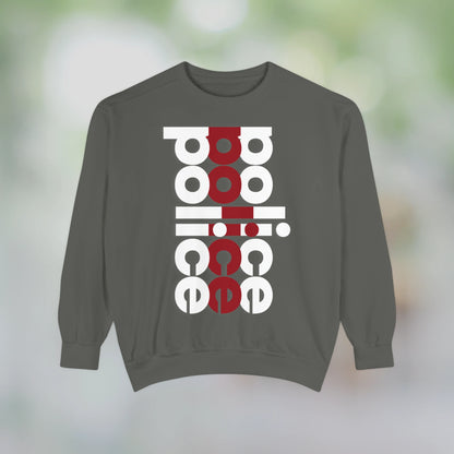POLICE / Unisex Garment-Dyed Front Print Sweatshirt