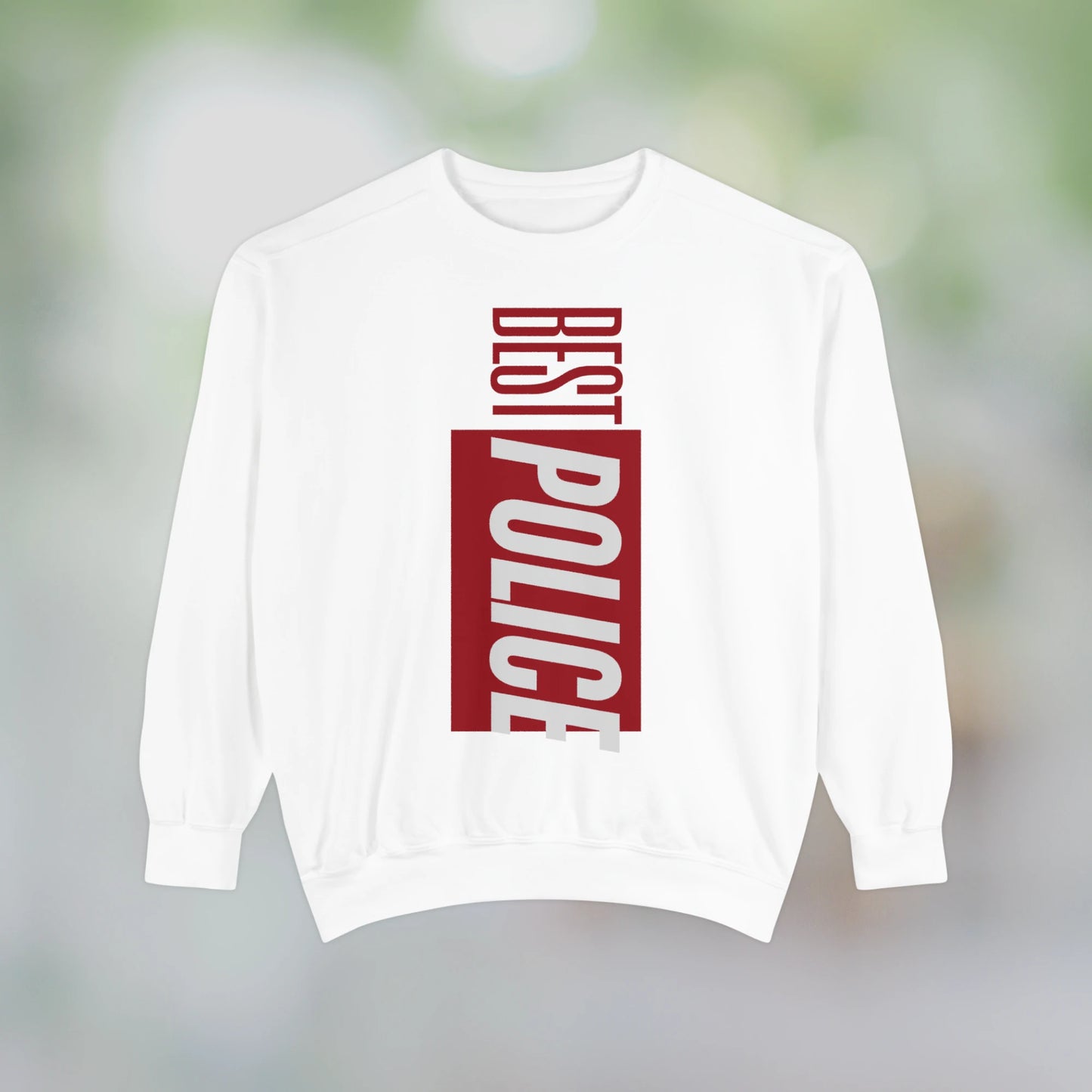 BEST POLICE / Unisex Garment-Dyed Front Print Sweatshirt
