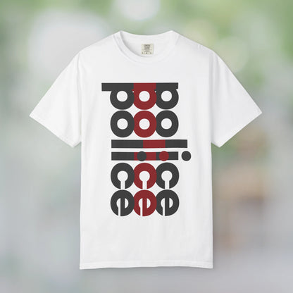 POLICE / Unisex Garment-Dyed Front Print T-Shirt