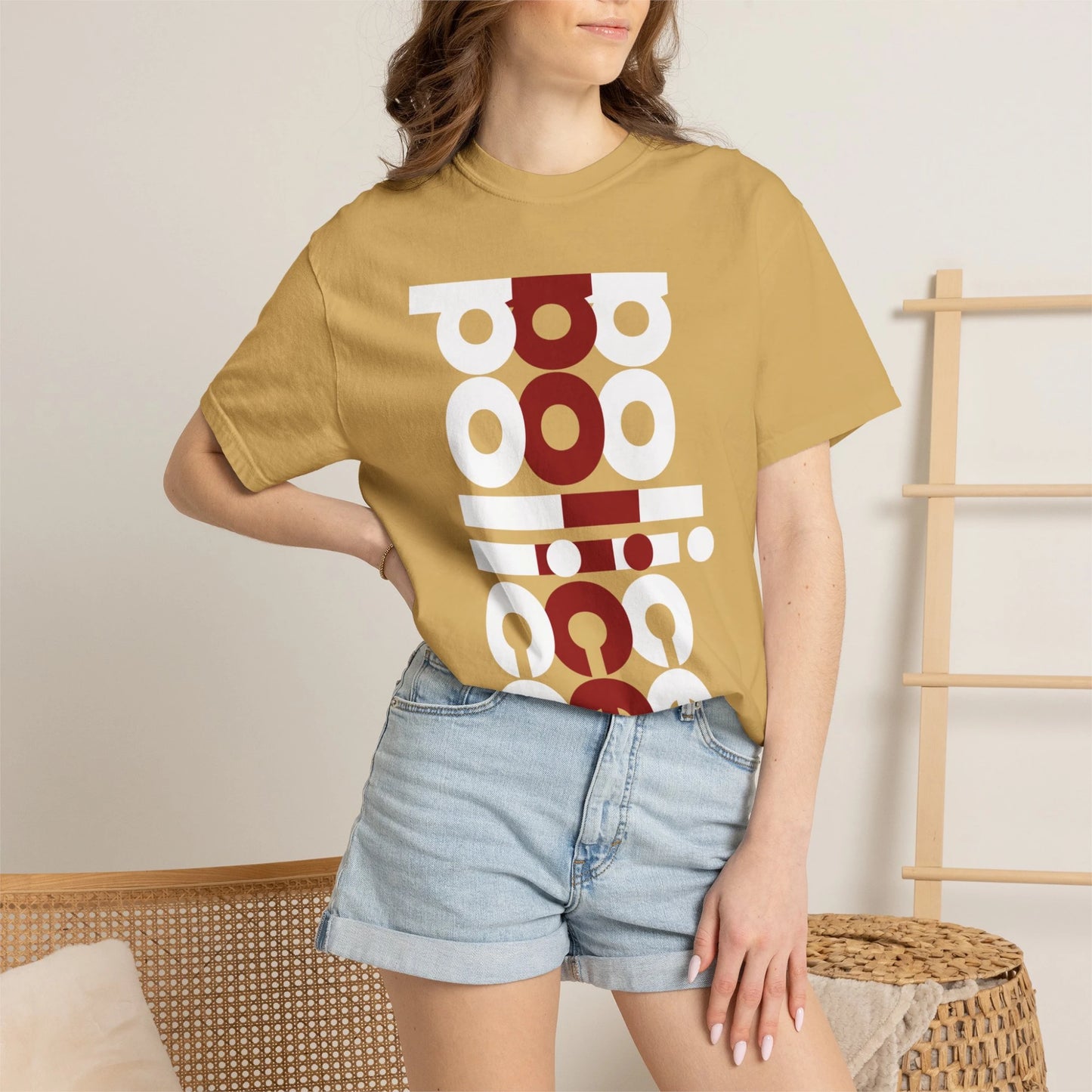 POLICE / Unisex Garment-Dyed Front Print T-Shirt