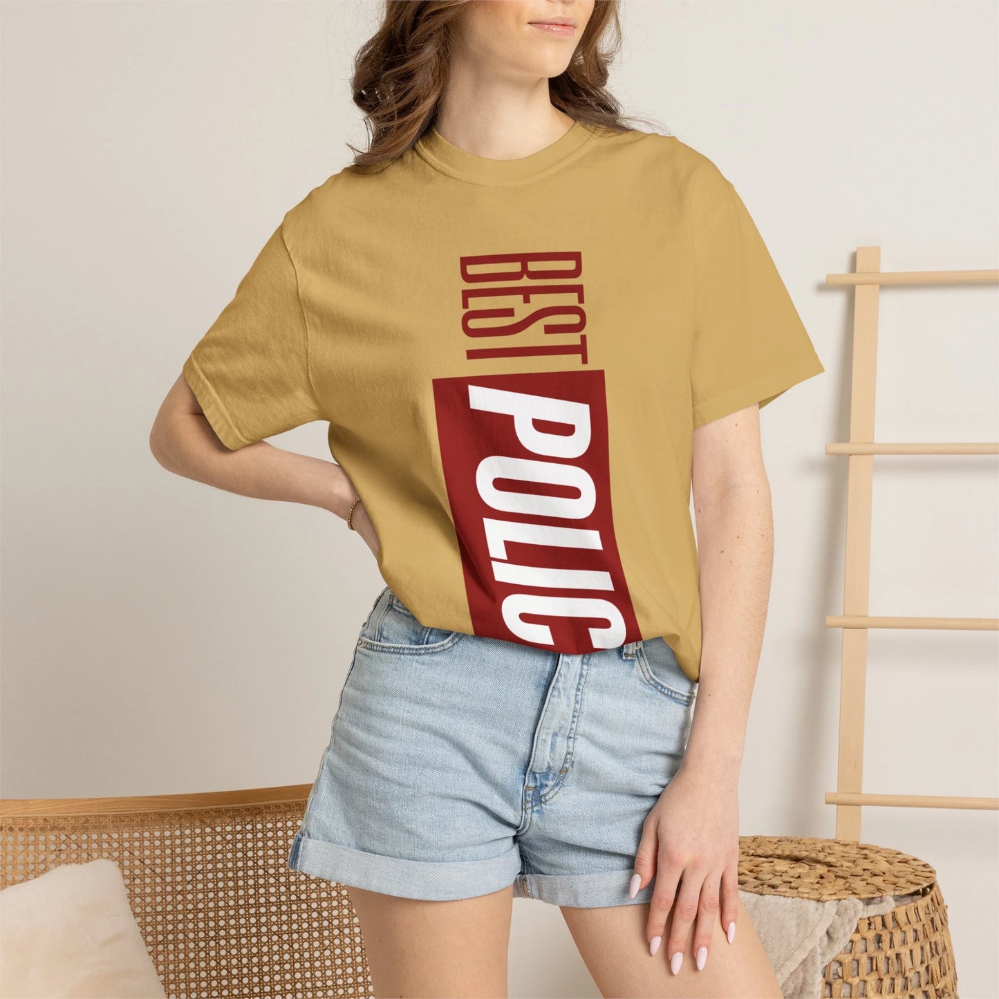 BEST POLICE / Unisex Garment-Dyed Front Print T-Shirt