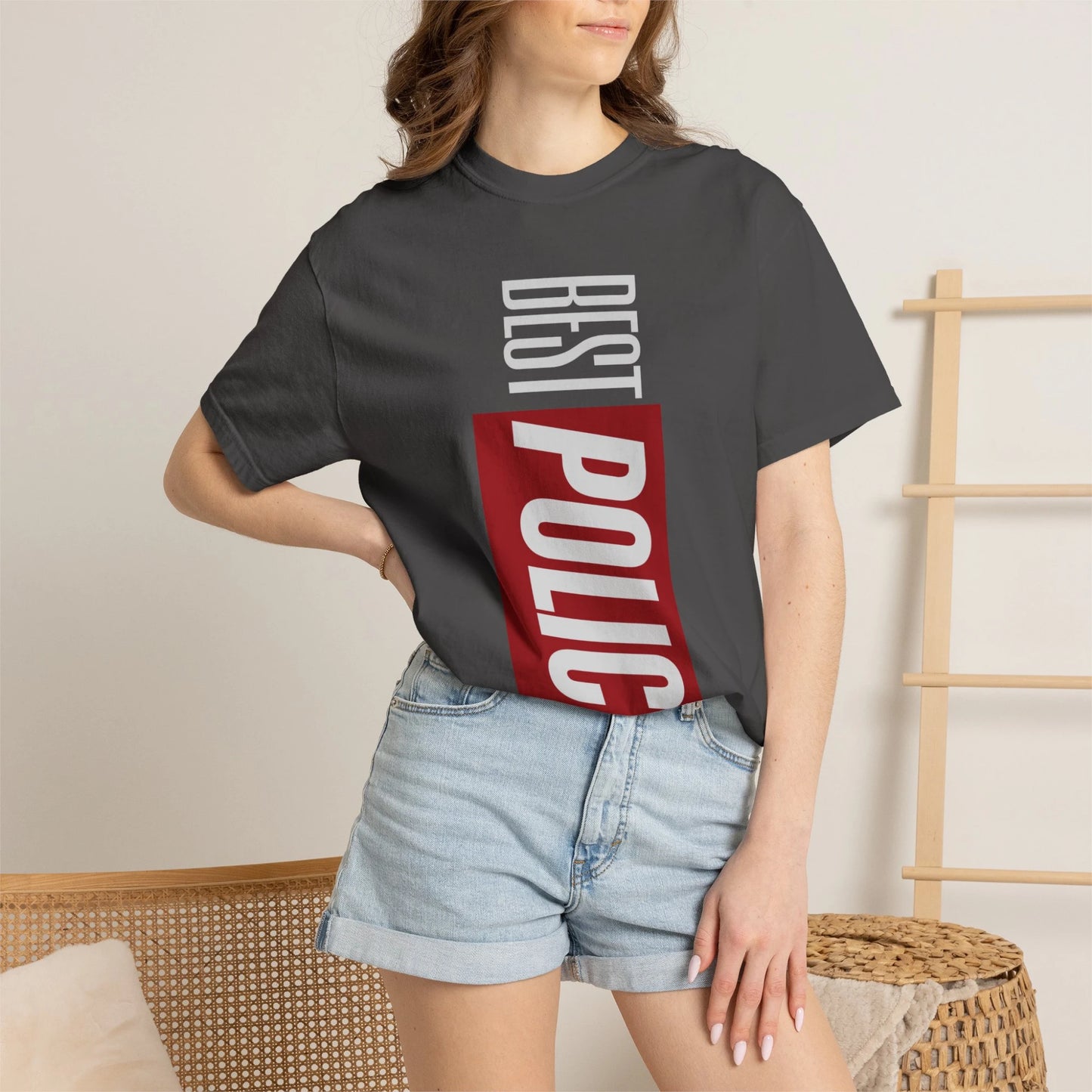 BEST POLICE / Unisex Garment-Dyed Front Print T-Shirt