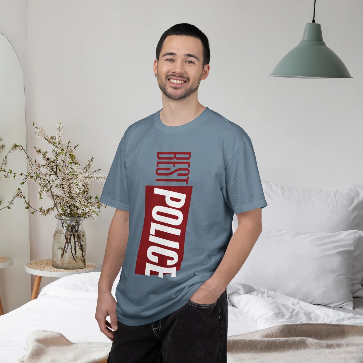 BEST POLICE / Unisex Garment-Dyed Front Print T-Shirt