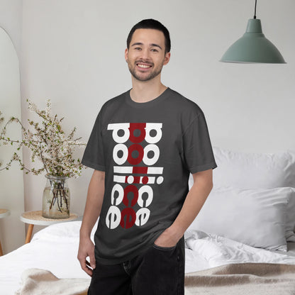 POLICE / Unisex Garment-Dyed Front Print T-Shirt