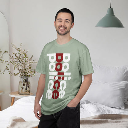 POLICE / Unisex Garment-Dyed Front Print T-Shirt