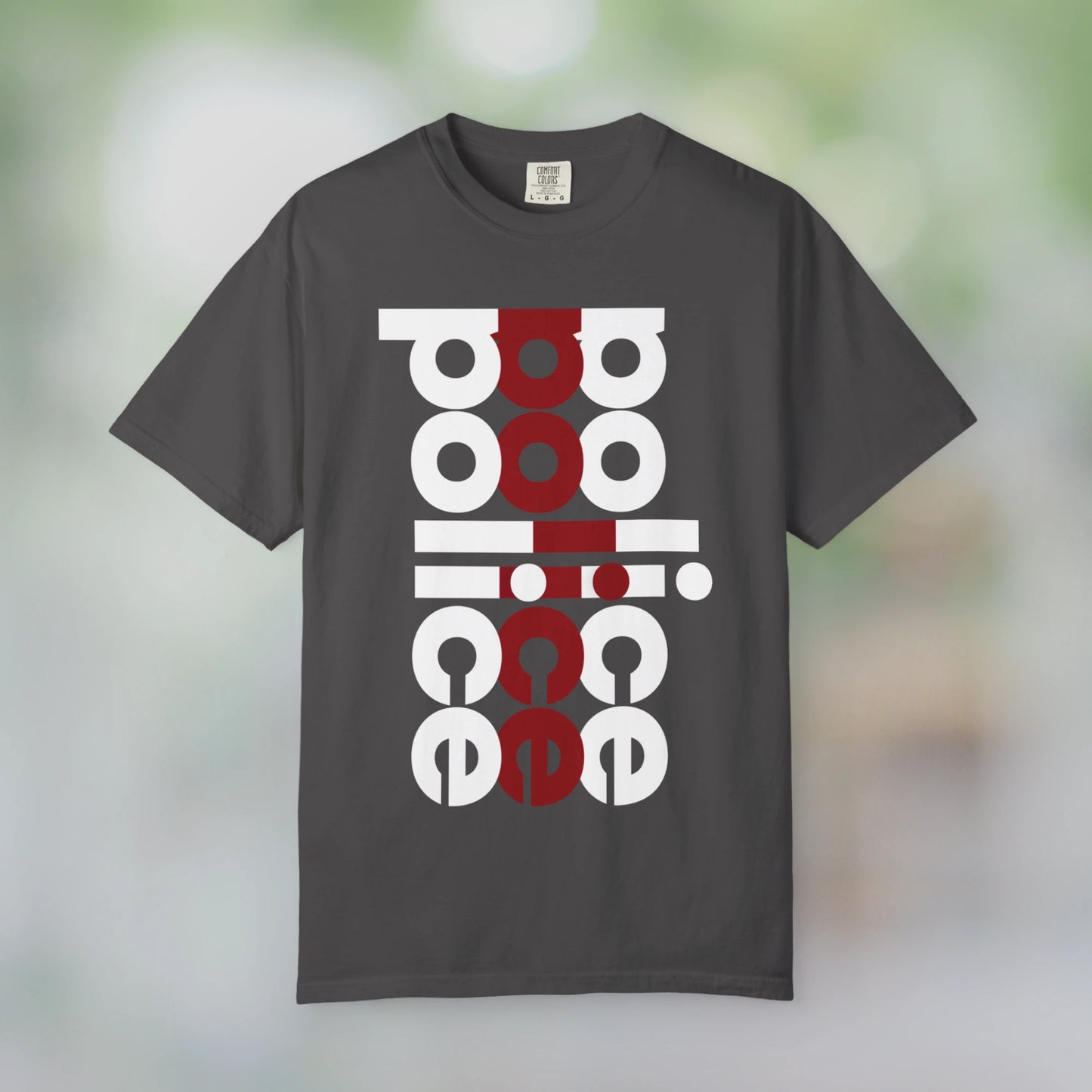 POLICE / Unisex Garment-Dyed Front Print T-Shirt