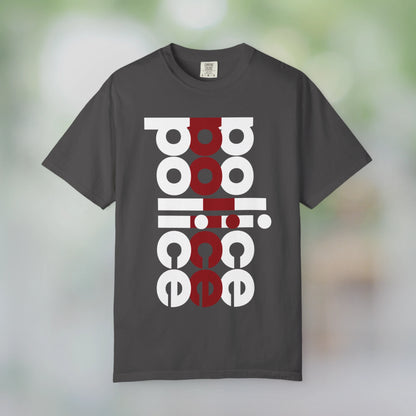 POLICE / Unisex Garment-Dyed Front Print T-Shirt