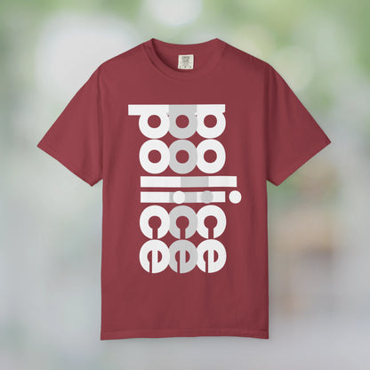 POLICE / Unisex Garment-Dyed Front Print T-Shirt