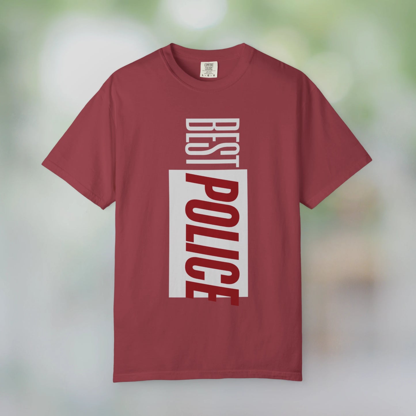 BEST POLICE / Unisex Garment-Dyed Front Print T-Shirt
