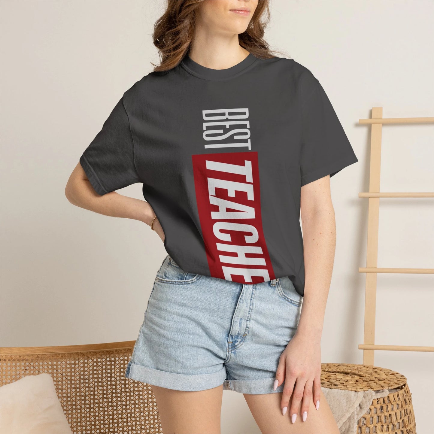 BEST TEACHER / Unisex Garment-Dyed Front Print T-Shirt