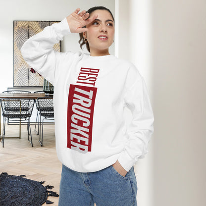 BEST TRUCKER / Unisex Garment-Dyed Front Print Sweatshirt