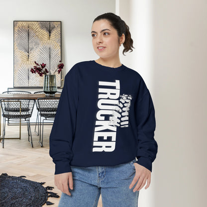 TRUCKER / Unisex Garment-Dyed Front Print Sweatshirt