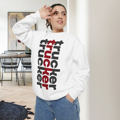 TRUCKER / Unisex Garment-Dyed Front Print Sweatshirt