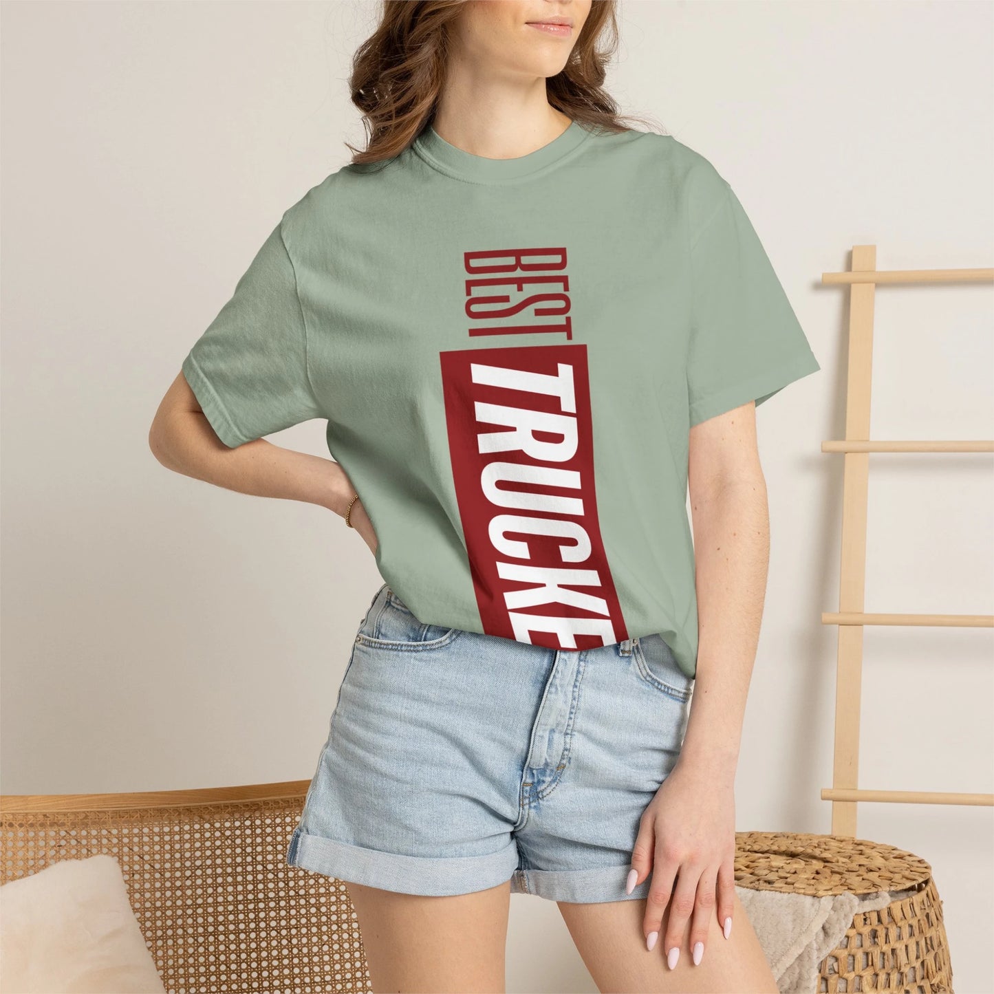 BEST TRUCKER / Unisex Garment-Dyed Front Print T-Shirt