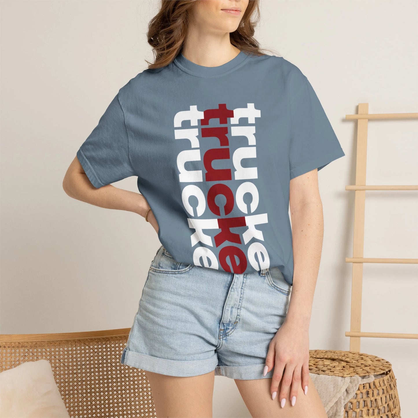 TRUCKER / Unisex Garment-Dyed Front Print T-Shirt