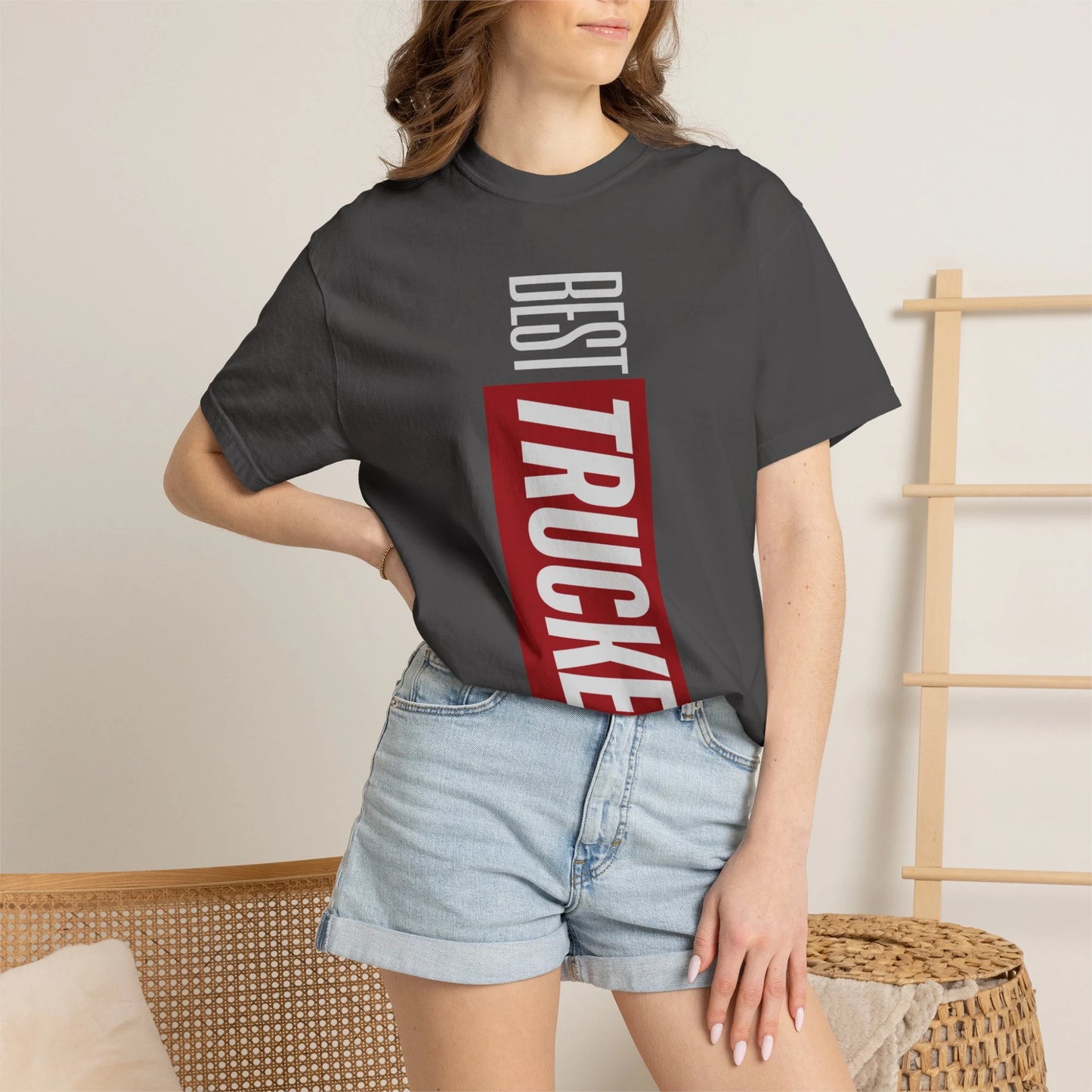 BEST TRUCKER / Unisex Garment-Dyed Front Print T-Shirt