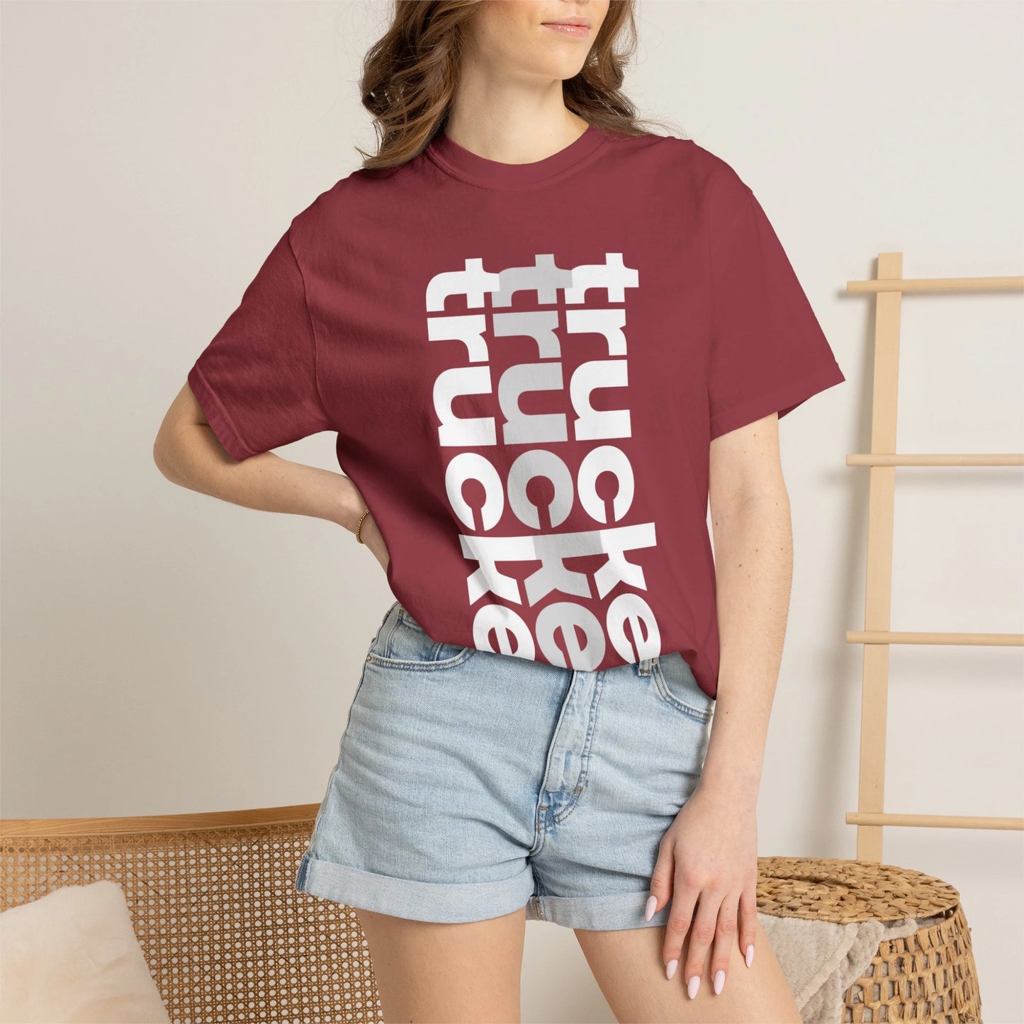 TRUCKER / Unisex Garment-Dyed Front Print T-Shirt