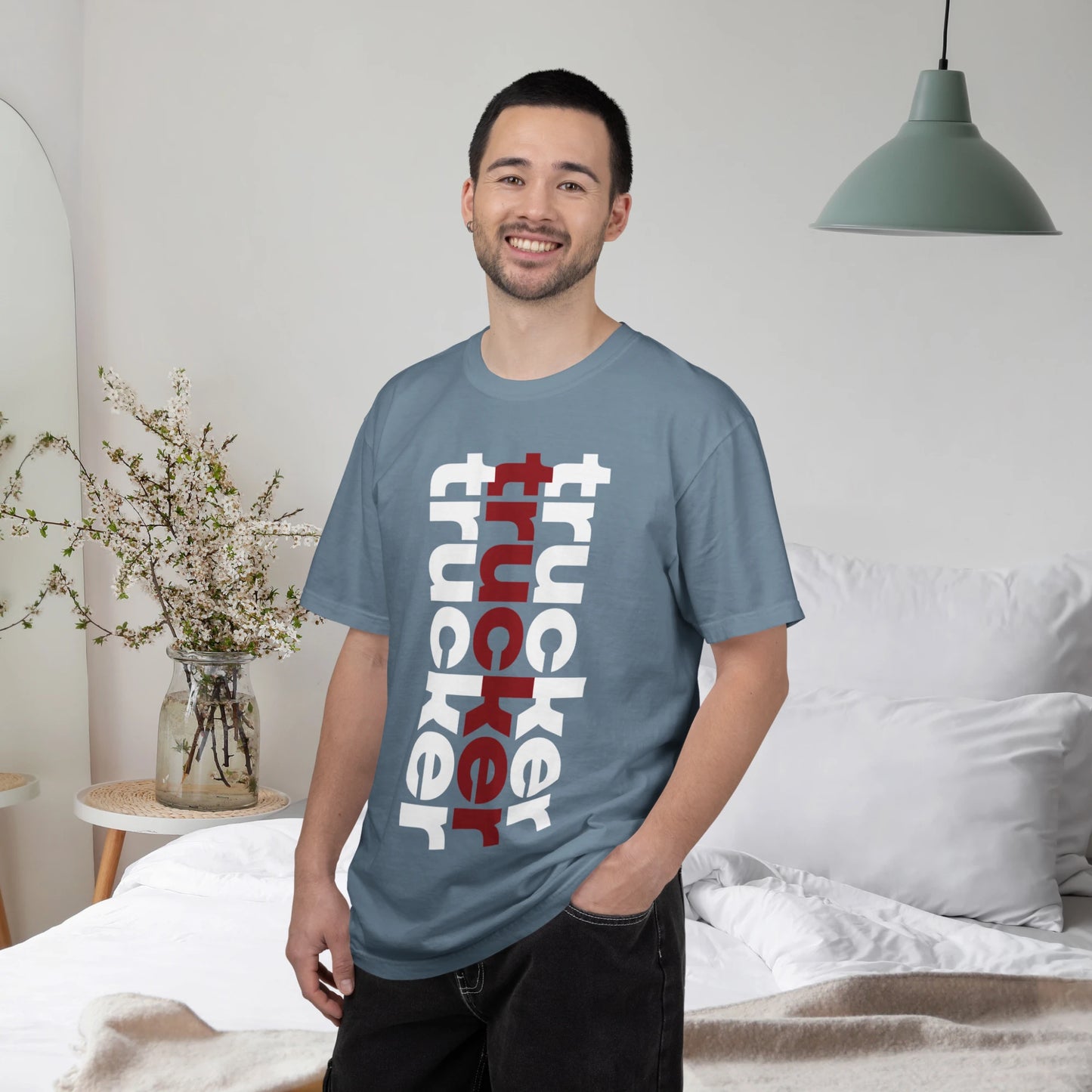 TRUCKER / Unisex Garment-Dyed Front Print T-Shirt