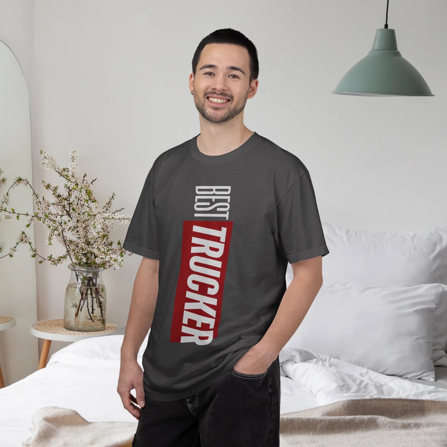 BEST TRUCKER / Unisex Garment-Dyed Front Print T-Shirt