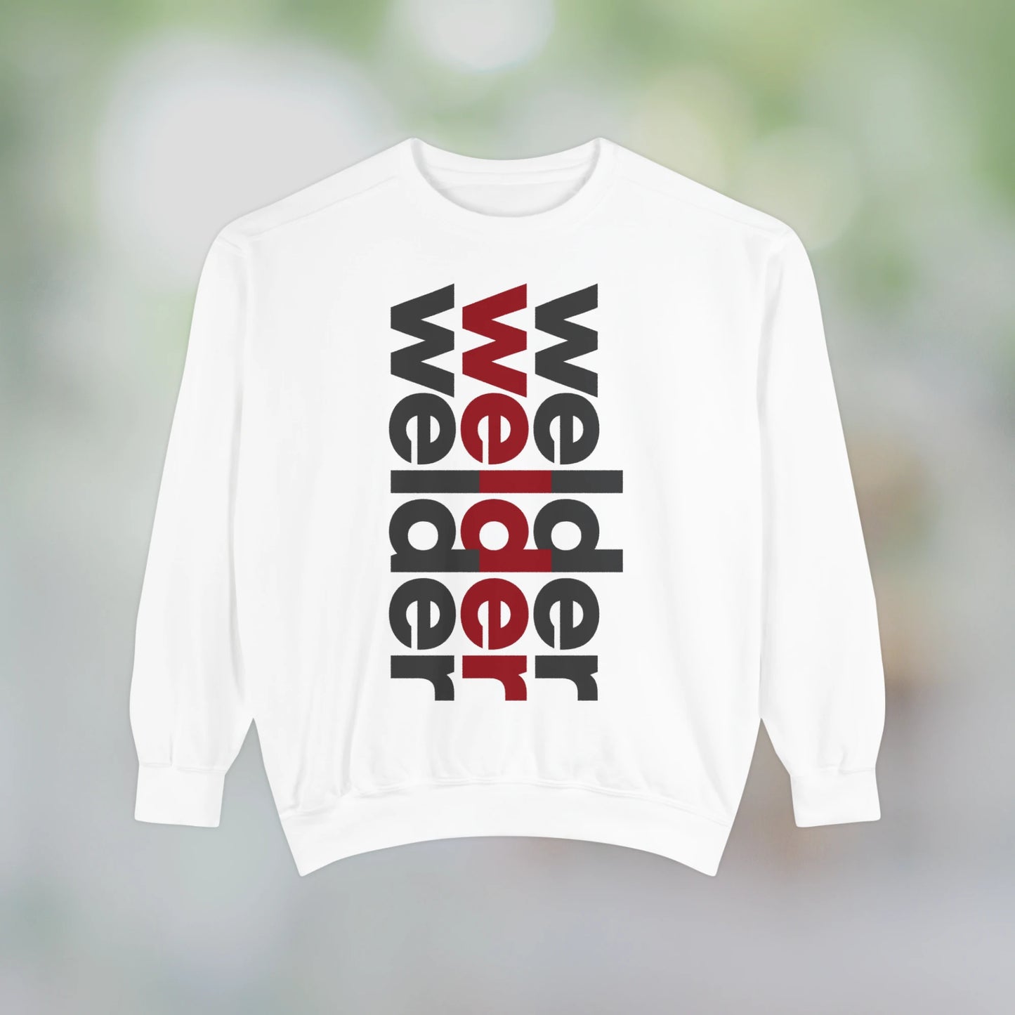 WELDER / Unisex Garment-Dyed Front Print Sweatshirt
