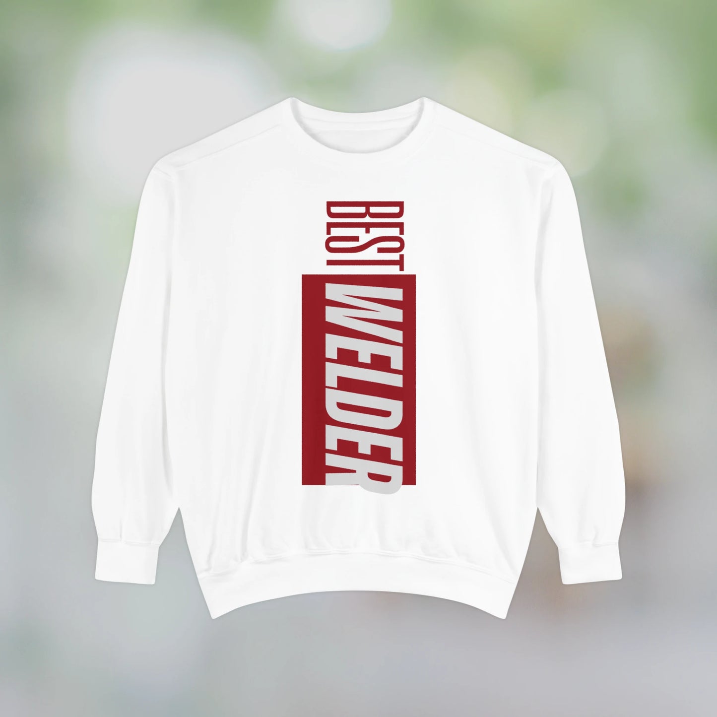 BEST WELDER / Unisex Garment-Dyed Front Print Sweatshirt