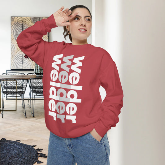 WELDER / Unisex Garment-Dyed Front Print Sweatshirt