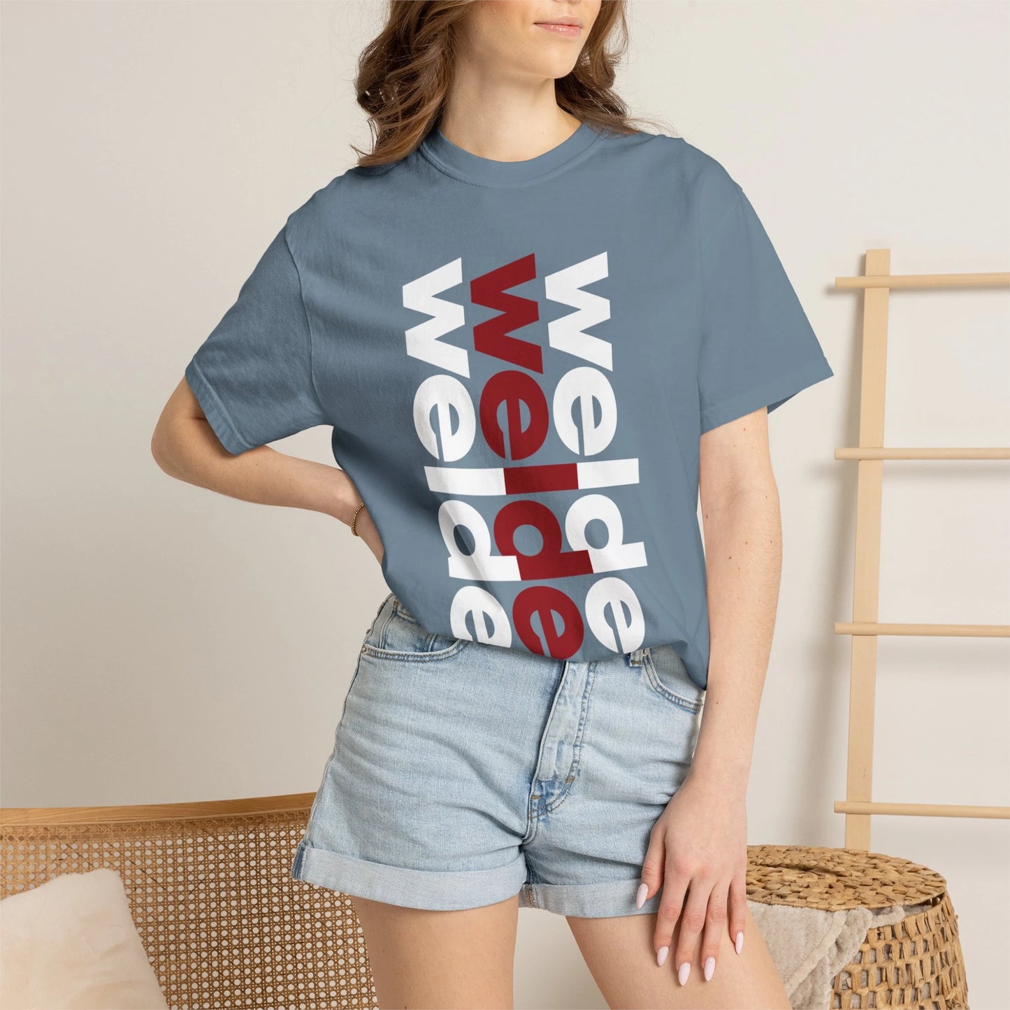 WELDER / Unisex Garment-Dyed Front Print T-Shirt