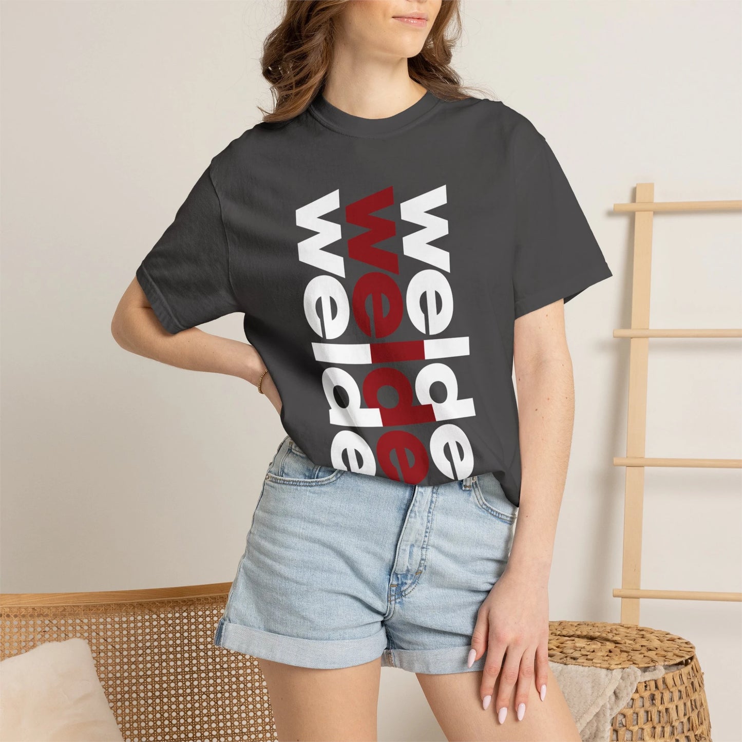 WELDER / Unisex Garment-Dyed Front Print T-Shirt