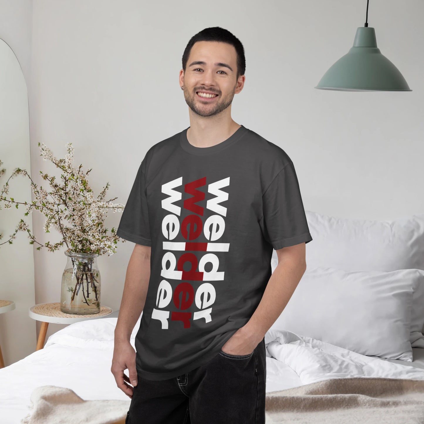 WELDER / Unisex Garment-Dyed Front Print T-Shirt