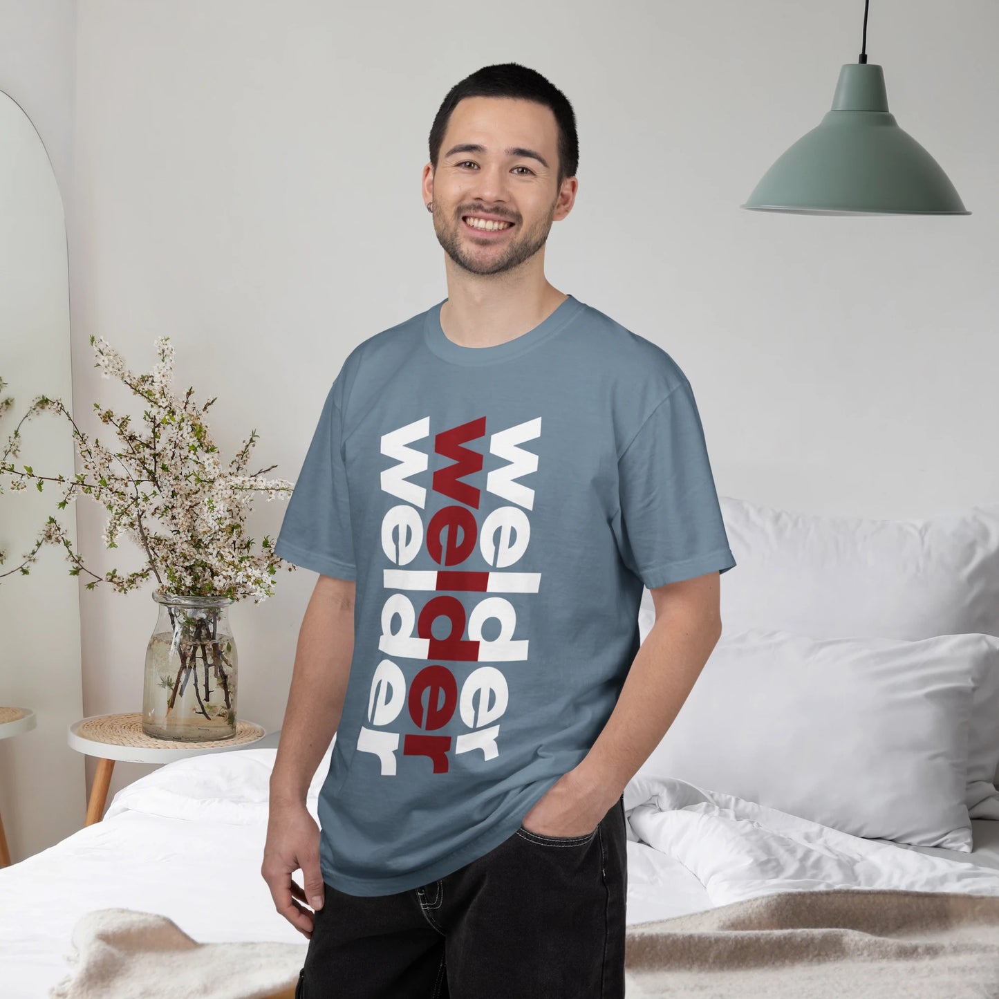 WELDER / Unisex Garment-Dyed Front Print T-Shirt